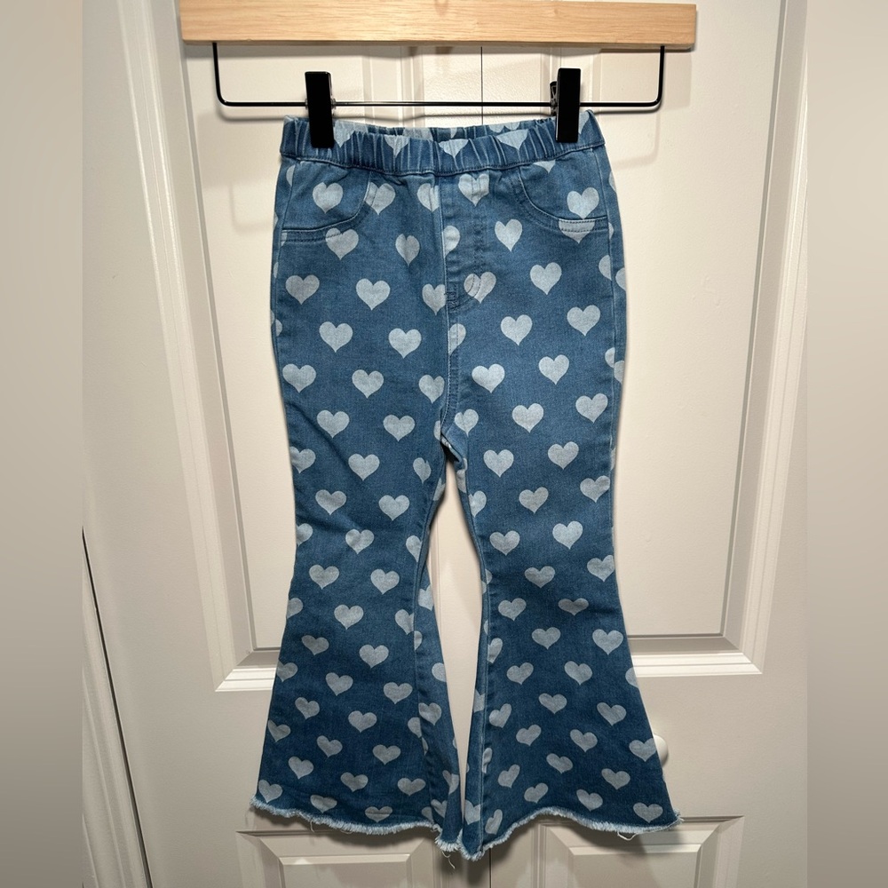 Baileys Blossoms Denim Heart-Print Flared Jeans Size 5T